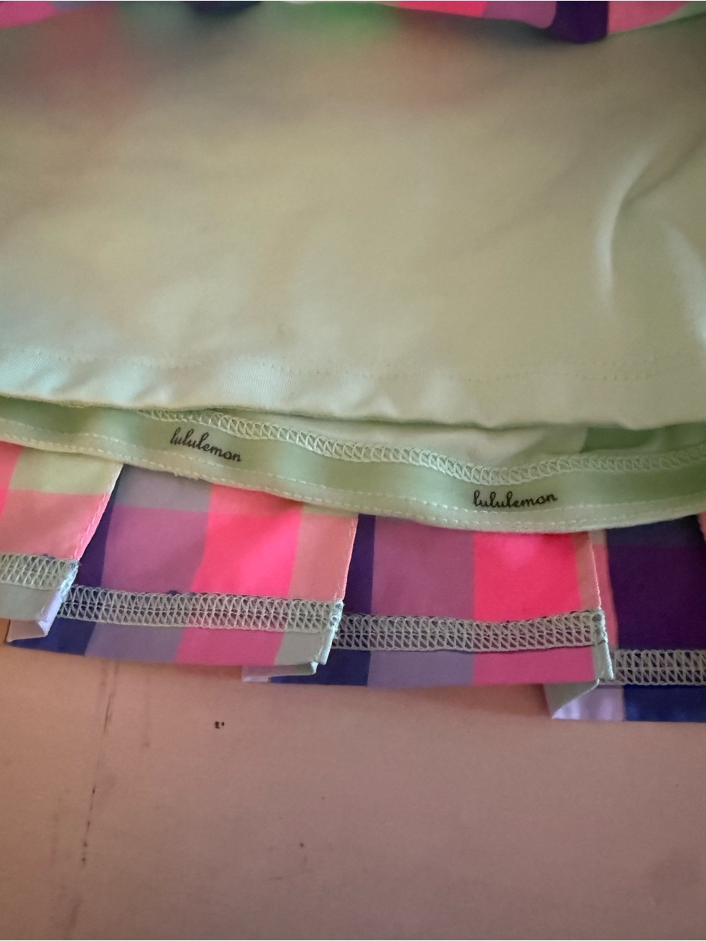 Lululemon Pink Blue Plaid Tennis Skirt - Picture 5 of 6